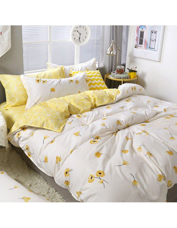 Wholesale thickened and brushed four piece sets of student dormitory three piece sets of spring, autumn and winter single sheets, quilt covers and bedding 