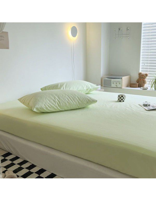 Bedspread fitted sheet cream cotton washing single piece non slip bed monochrome protective cover mattress dust cover sheet sheet direct sale by manufacturer