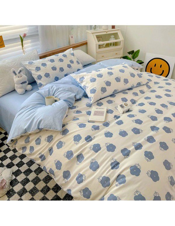 Ins wind small fresh cotton four piece cotton three piece bed sheet