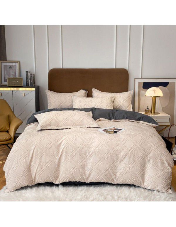 Nordic style four piece set Washed cut out bed sheet quilt cover Fitted sheet All season special price bedding wholesale