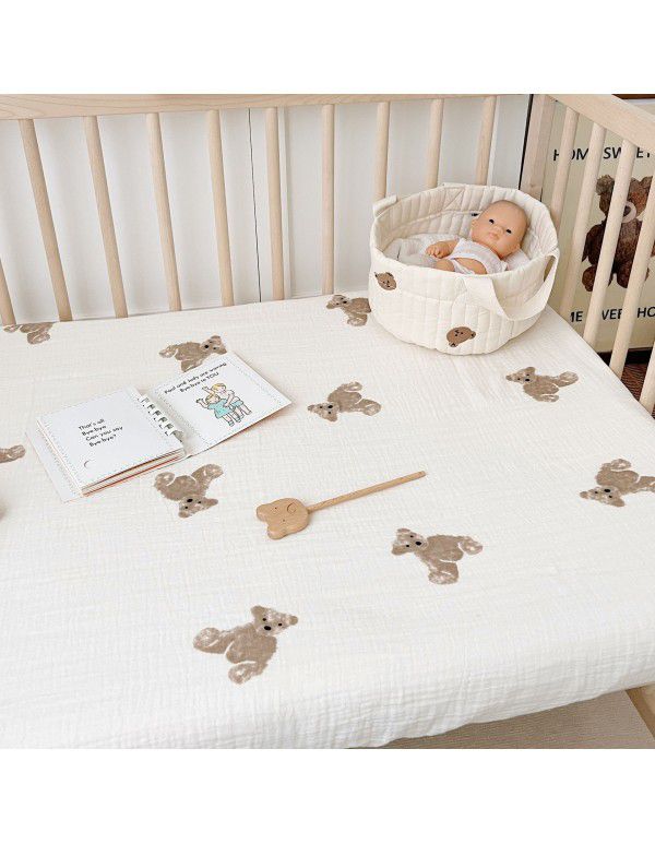 Soft waxy cotton 60 thread double-layer gauze thin bed sheet Children's single double bed Type A gauze sheet Thin cover quilt