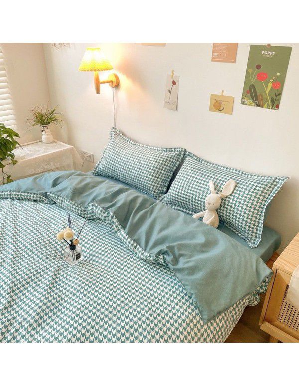 Spring and autumn bed four piece set summer sheet quilt cover Nordic quilt cover student dormitory bed three piece single bed