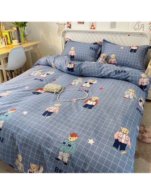 Cotton Quilt Cover Single piece Cotton Twill Checker Dormitory Student Single Bedding Sheet 1.5/1.8 m 2.0 Double Bedding Cover