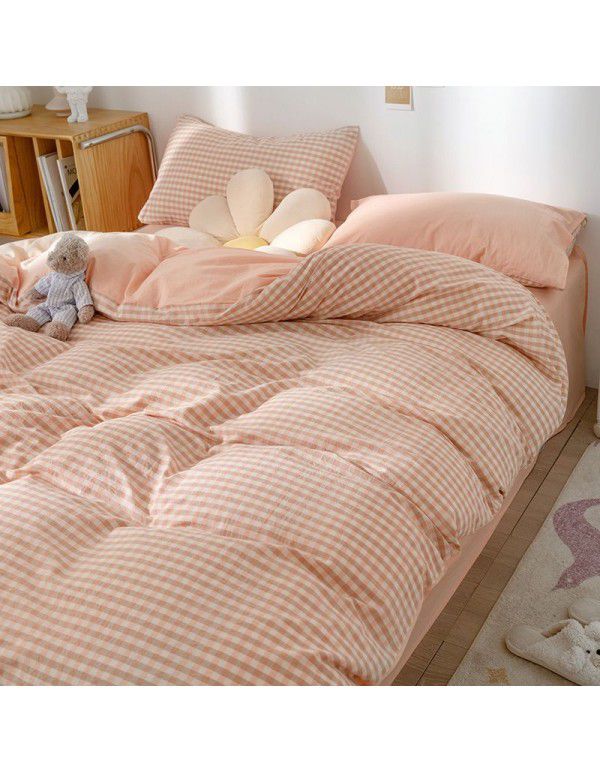 Korean version brushed single quilt cover single quilt quilt cover student dormitory washable cotton bed sheet women's four piece quilt cover