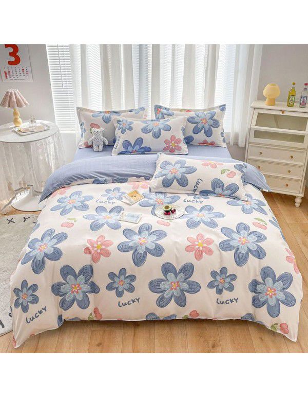 Wholesale thickened cotton matted four piece set spring and autumn cotton bed sheets and quilts, one piece of bedding