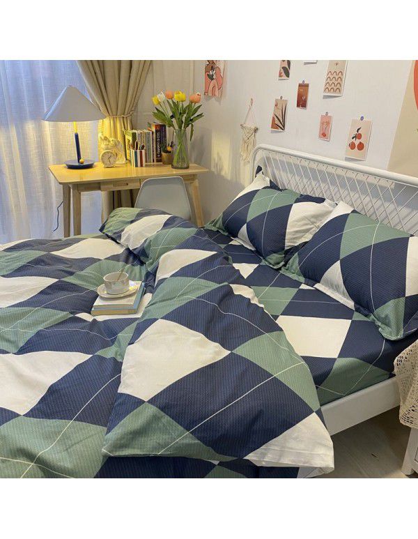 Cotton Quilt Cover Single piece Cotton Twill Checker Dormitory Student Single Bedding Sheet 1.5/1.8 m 2.0 Double Bedding Cover