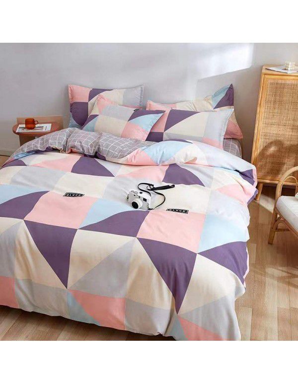 Type A pure cotton four piece cotton wholesale ins style fitted sheet thickened sheet quilt cover three piece set
