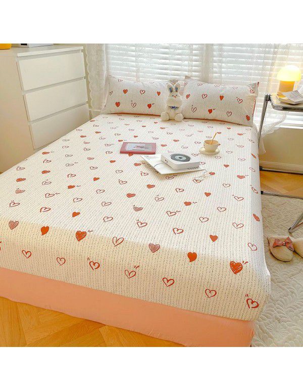 Small fresh cotton 120x200 fitted sheet cotton sheet pillowcase Simmons protective cover 150x200 enlarged bedspread