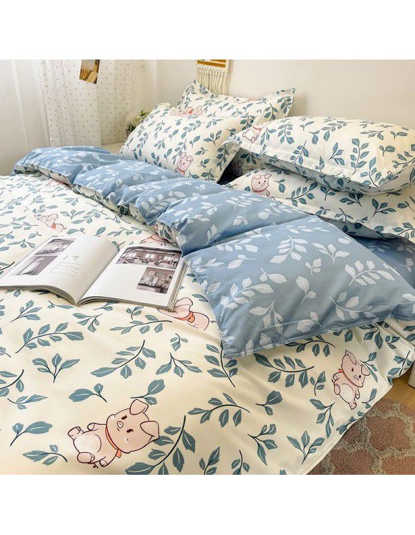 Korean version brushed single quilt cover single quilt quilt cover student dormitory washable cotton bed sheet women's four piece quilt cover