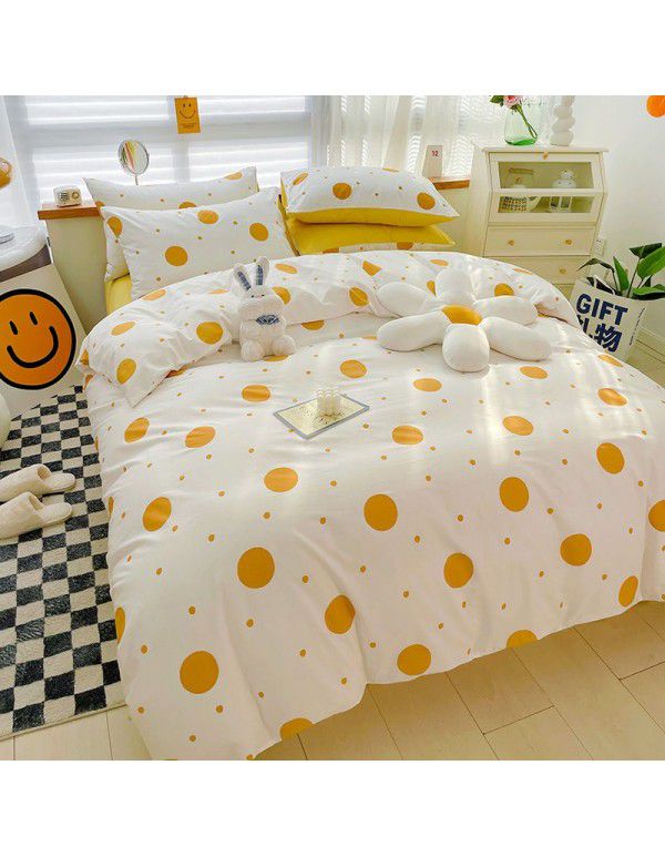 Ins wind small fresh cotton four piece cotton three piece bed sheet