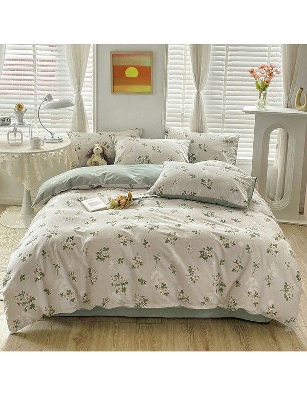 Ins wind small fresh cotton four piece cotton three piece bed sheet