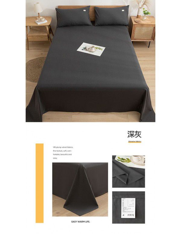 Japanese 100% cotton washable cotton bed sheet single piece summer cotton single dormitory quilt sheet plaid pillow case three piece set