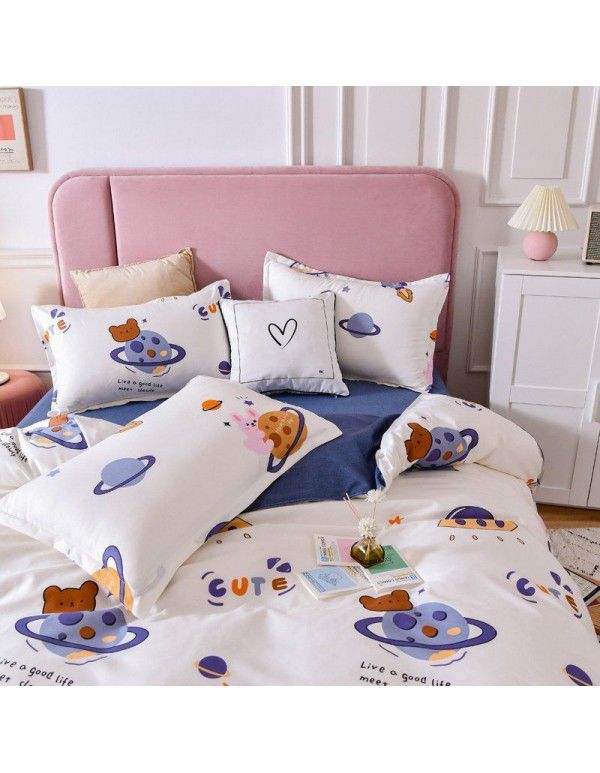 Spring and autumn bed four piece set summer sheet quilt cover Nordic quilt cover student dormitory bed three piece single bed