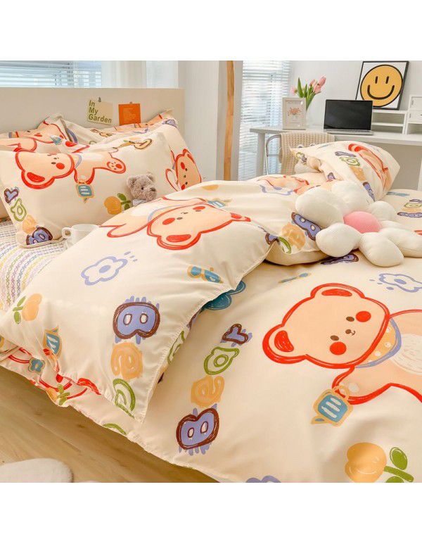 Wholesale thickened and brushed four piece sets of student dormitory three piece sets of spring, autumn and winter single sheets, quilt covers and bedding 