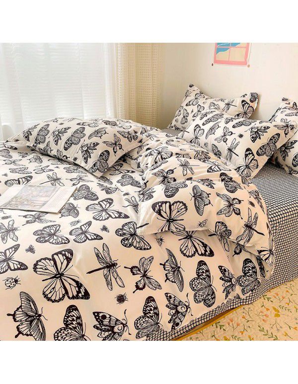 Wholesale thickened and brushed four piece sets of student dormitory three piece sets of spring, autumn and winter single sheets, quilt covers and bedding 