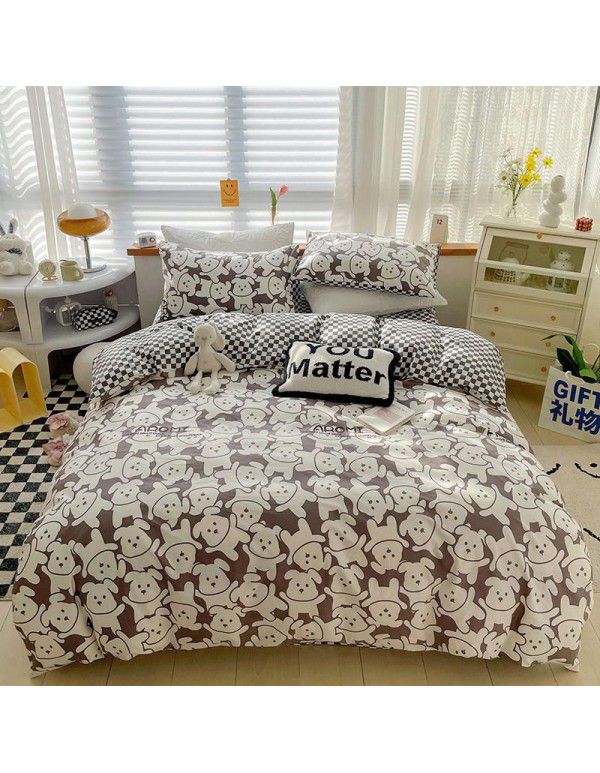 Hot selling ins Pastoral 60 Thread Count Cotton 4-Piece Set Printed Cotton Small Fresh Flat Sheet Quilt Cover Fitted Sheet Set Postage Package