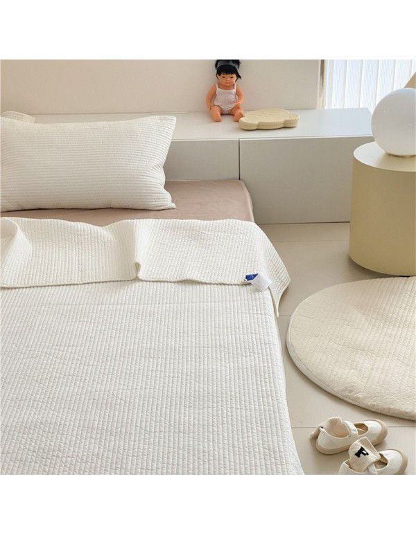 Class A 60 Thread Count Cotton Light Luxury Children's Pure Color Simple Bed Cover Soft and Skin friendly Dry Board Pure Color Quilting Washing