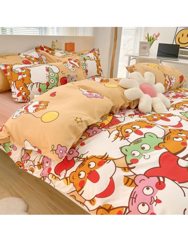Wholesale thickened and brushed four piece sets of student dormitory three piece sets of spring, autumn and winter single sheets, quilt covers and bedding 