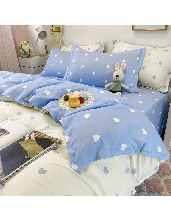 Spring and autumn bed four piece set summer sheet quilt cover Nordic quilt cover student dormitory bed three piece single bed