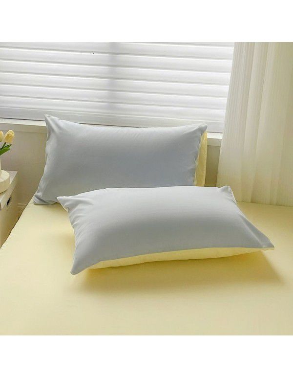 Mix and match ins washed cotton four piece set solid color American cotton dormitory three piece set fitted sheet, bed sheet and quilt cover wholesale distribution
