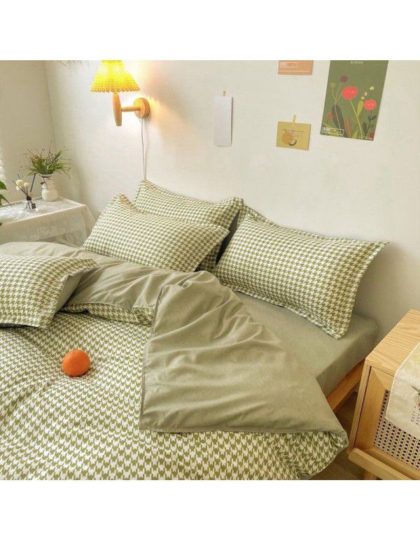 Spring and autumn bed four piece set summer sheet quilt cover Nordic quilt cover student dormitory bed three piece single bed