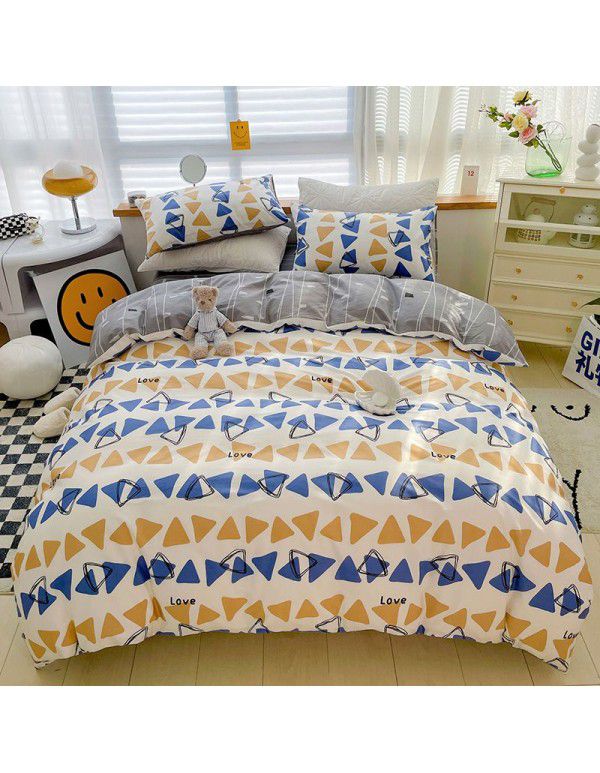 Ins wind small fresh cotton four piece cotton three piece bed sheet