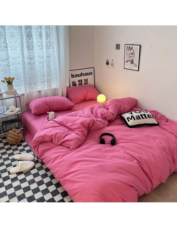 (Small Flowers Series) Nantong Four Piece Bedding Set Wholesale Factory Direct Sales Bedding Sheet, Quilt Cover, Fitted Sheet, Dormitory Three Piece Set
