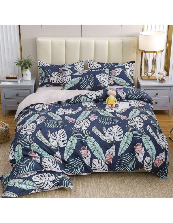 Plant cashmere four piece bed sheet and quilt cover three piece gift group purchase wholesale factory direct sale aloe cotton four piece set