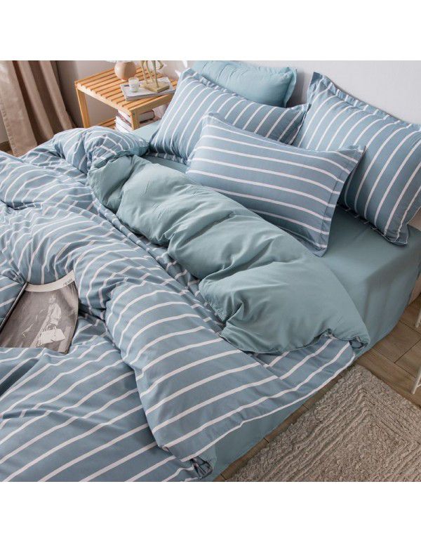Korean version brushed single quilt cover single quilt quilt cover student dormitory washable cotton bed sheet women's four piece quilt cover