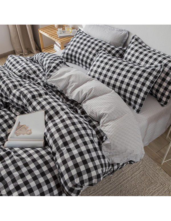 Korean version brushed single quilt cover single quilt quilt cover student dormitory washable cotton bed sheet women's four piece quilt cover