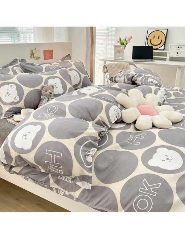 Wholesale thickened and brushed four piece sets of student dormitory three piece sets of spring, autumn and winter single sheets, quilt covers and bedding 