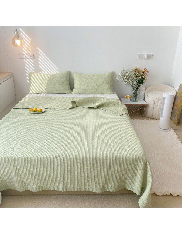 Self use fund! Exported to South Korea Quilted bed sheet with cotton quilt, three piece quilt, dual-use bed cover, air conditioner quilt