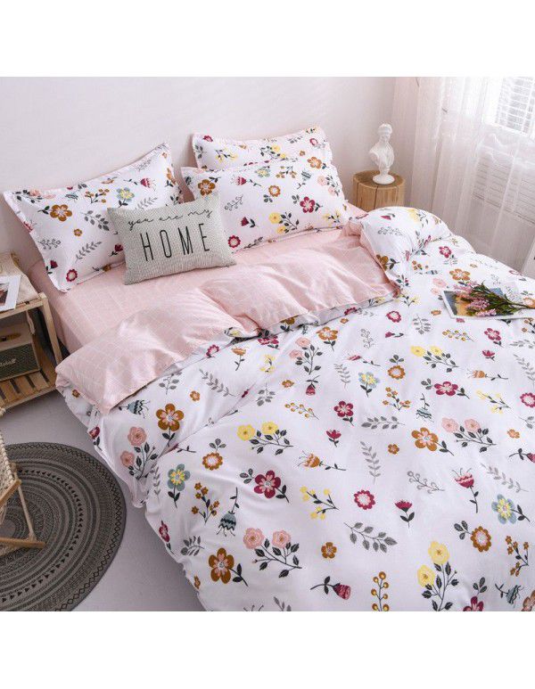 Wholesale thickened and brushed four piece sets of student dormitory three piece sets of spring, autumn and winter single sheets, quilt covers and bedding 