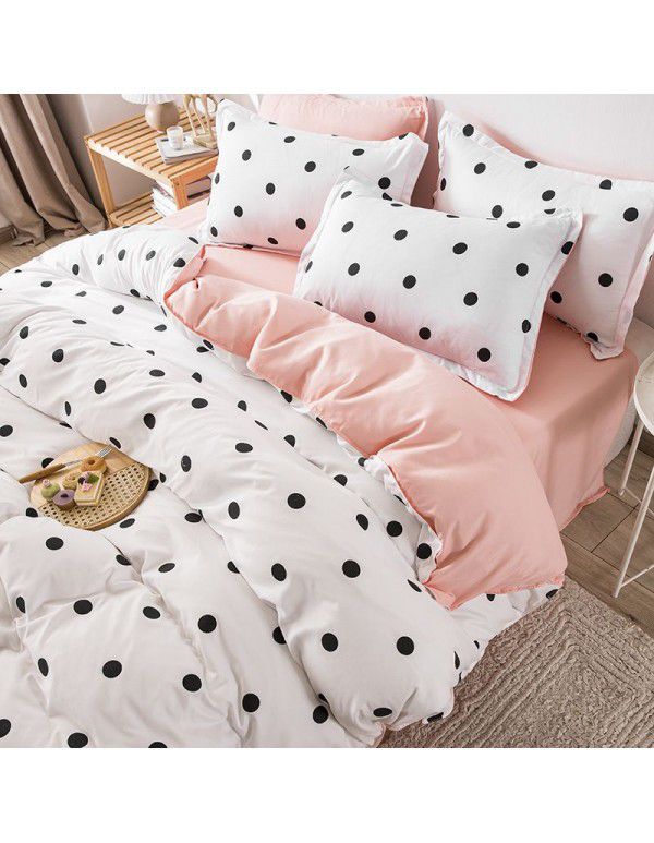 Korean version brushed single quilt cover single quilt quilt cover student dormitory washable cotton bed sheet women's four piece quilt cover
