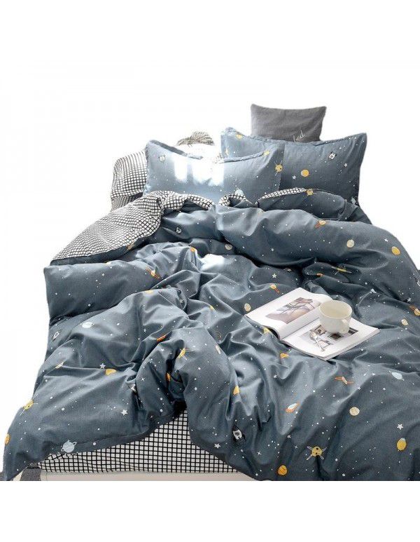 Wholesale thickened and brushed four piece sets of student dormitory three piece sets of spring, autumn and winter single sheets, quilt covers and bedding 