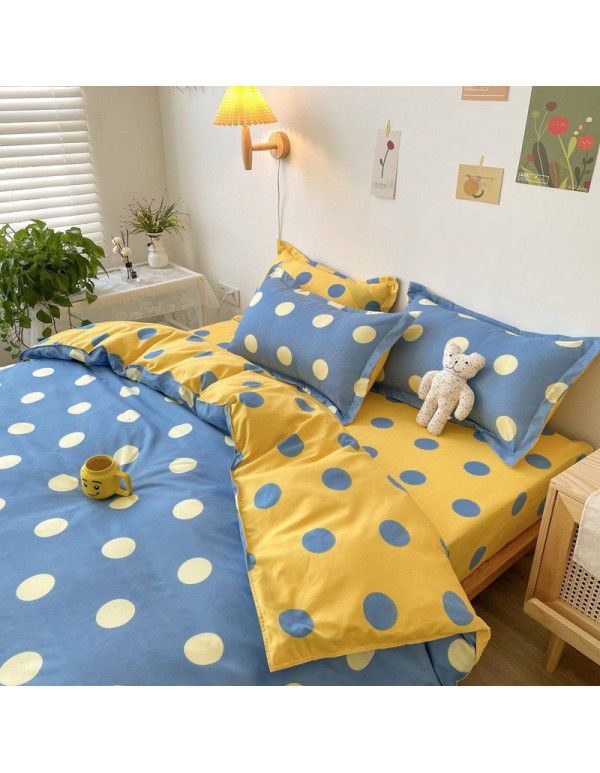 Spring and autumn bed four piece set summer sheet quilt cover Nordic quilt cover student dormitory bed three piece single bed