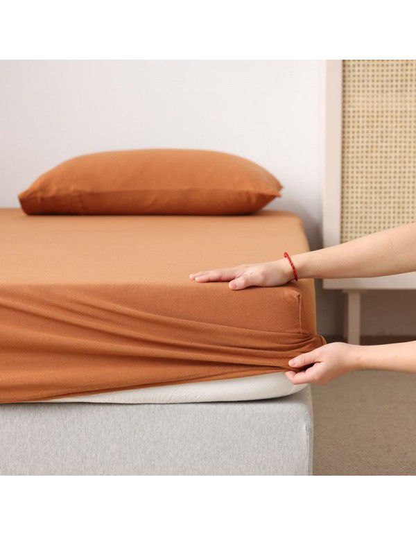Knitted Cotton Indian Cotton Flat Sheet Fitted Sheet Pure Color Simple Nude Bedding Cover Sheet Single Twin Bedding