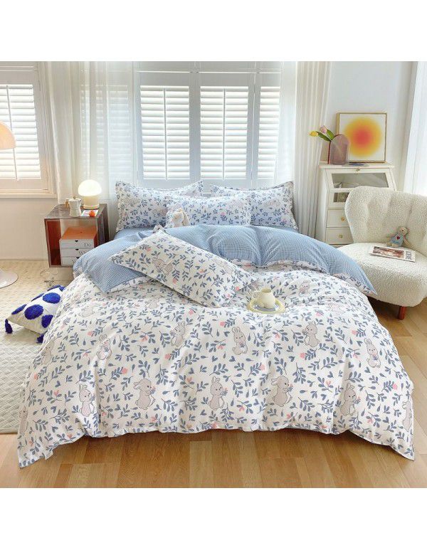 Wholesale thickened cotton matted four piece set spring and autumn cotton bed sheets and quilts, one piece of bedding