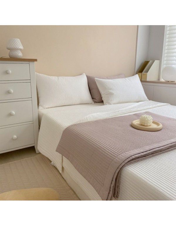 Korean anchor, the same type of all cotton quilted bed cover, three piece set, all cotton cover blanket, cotton fitted sheet, thin cushion cover, bedding