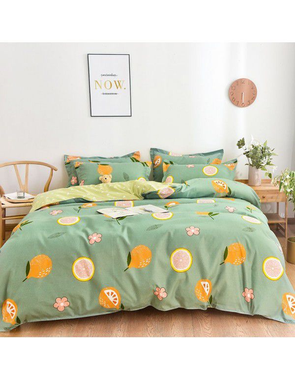 Wholesale thickened cotton matted four piece set spring and autumn cotton bed sheets and quilts, one piece of bedding