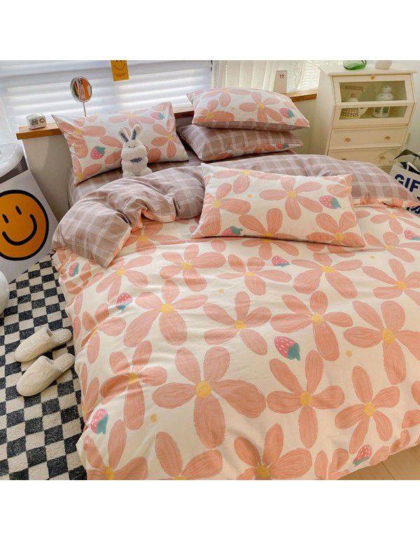 Ins wind small fresh cotton four piece cotton three piece bed sheet