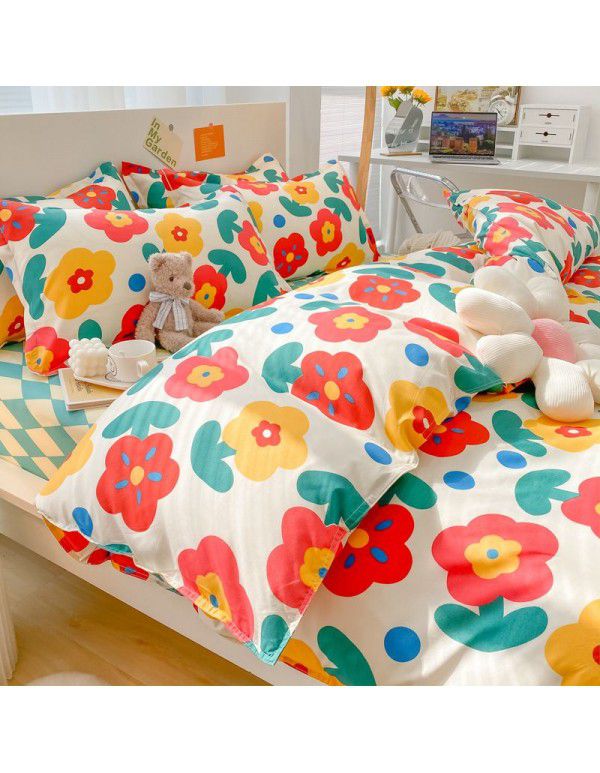 Wholesale thickened and brushed four piece sets of student dormitory three piece sets of spring, autumn and winter single sheets, quilt covers and bedding 