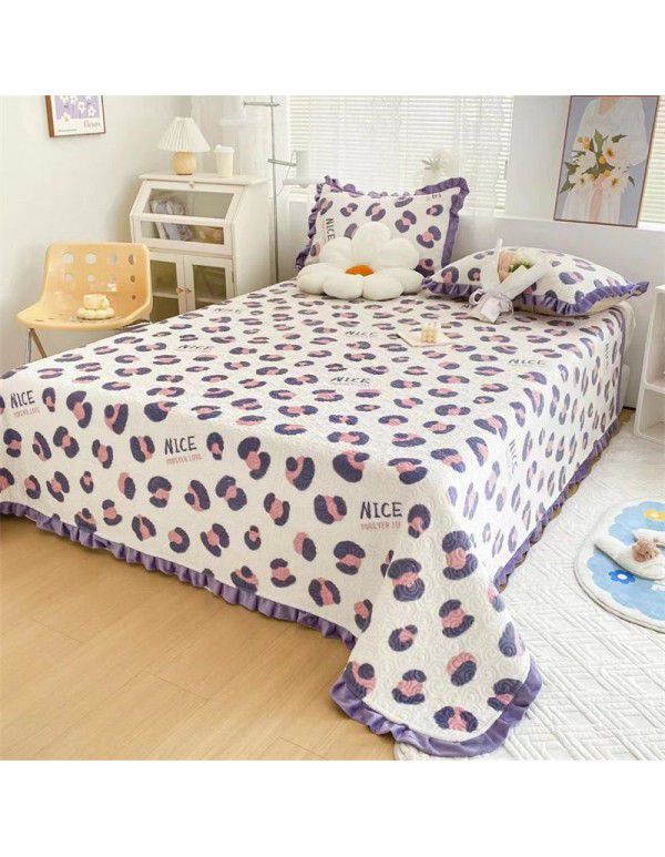 Autumn and winter thickened milk velvet bed cover quilted warm bed sheet crystal velvet blanket machine washable one hair substitute