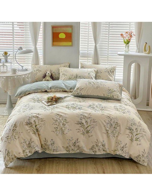 Ins wind small fresh cotton four piece cotton three piece bed sheet