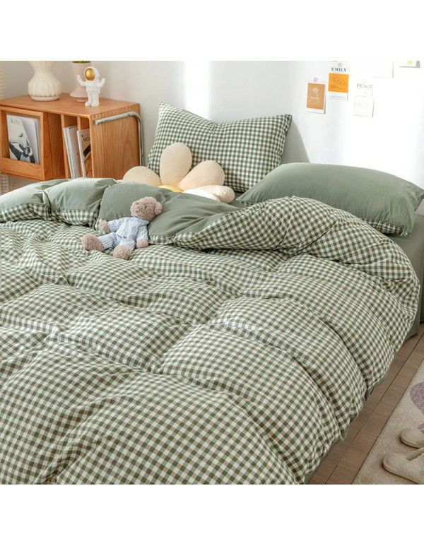 Korean version brushed single quilt cover single quilt quilt cover student dormitory washable cotton bed sheet women's four piece quilt cover