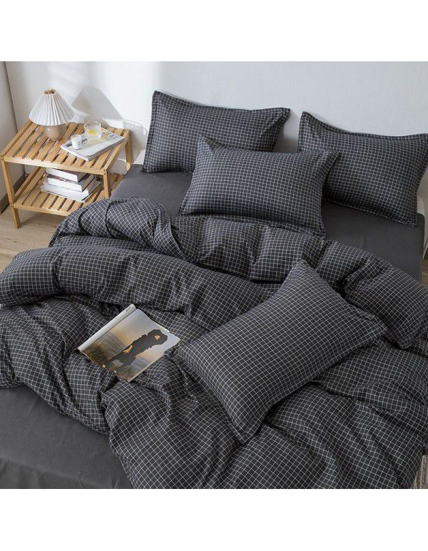Korean version brushed single quilt cover single quilt quilt cover student dormitory washable cotton bed sheet women's four piece quilt cover