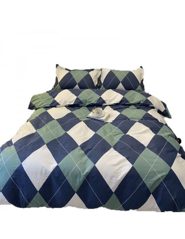 Cotton Quilt Cover Single piece Cotton Twill Checker Dormitory Student Single Bedding Sheet 1.5/1.8 m 2.0 Double Bedding Cover