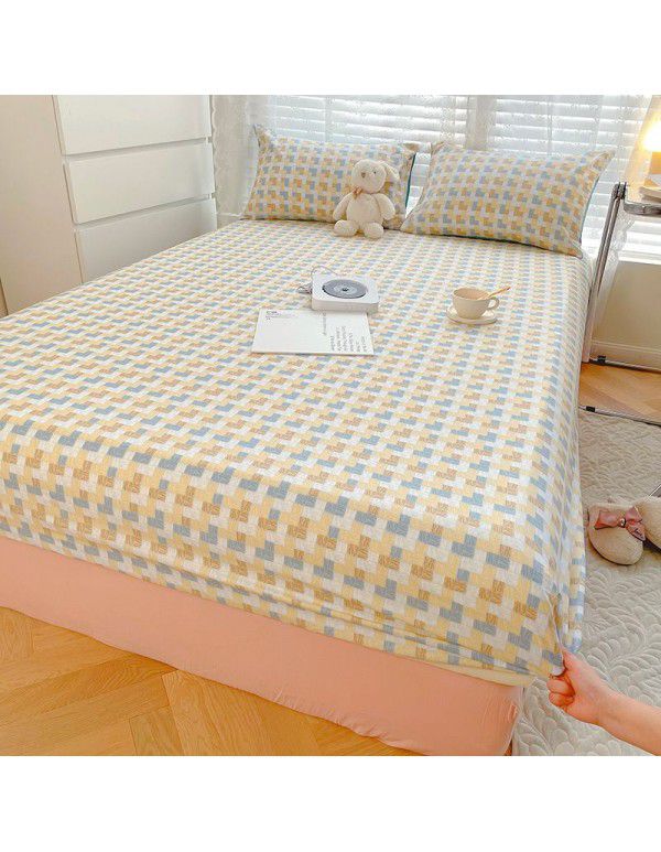 Small fresh cotton 120x200 fitted sheet cotton sheet pillowcase Simmons protective cover 150x200 enlarged bedspread