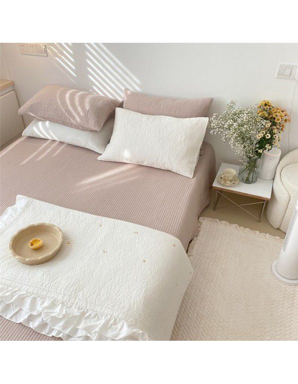Self use fund! Exported to South Korea Quilted bed sheet with cotton quilt, three piece quilt, dual-use bed cover, air conditioner quilt
