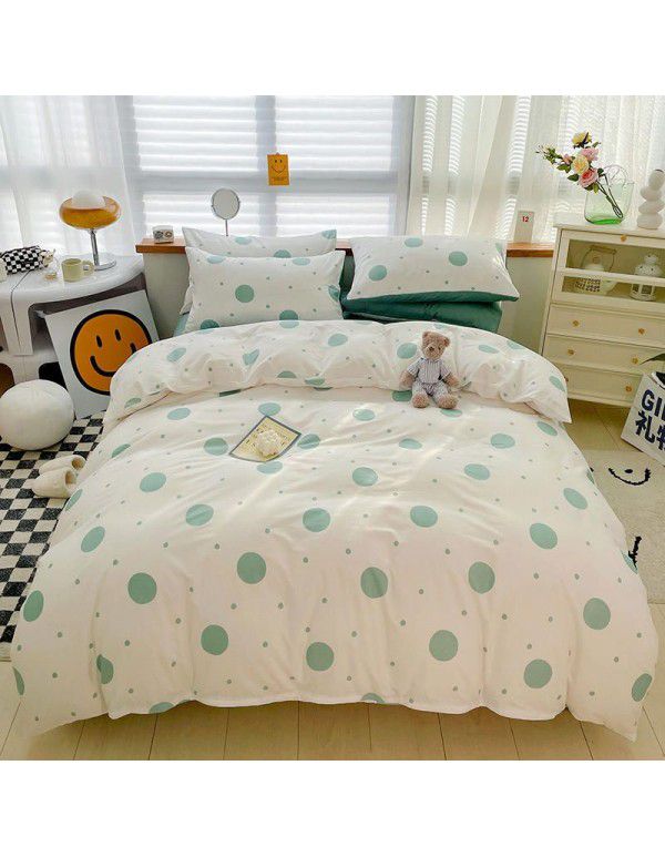 Hot selling ins Pastoral 60 Thread Count Cotton 4-Piece Set Printed Cotton Small Fresh Flat Sheet Quilt Cover Fitted Sheet Set Postage Package